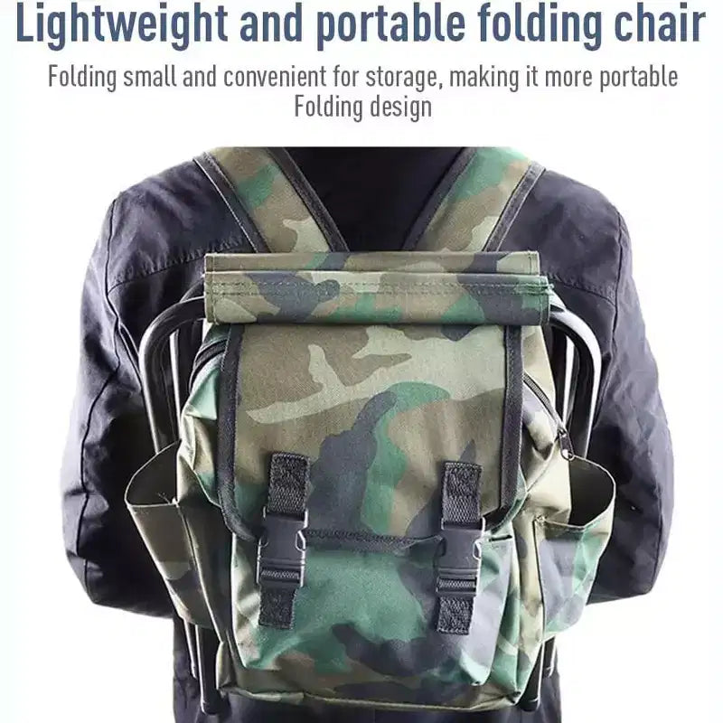 Sedia Zaino Portatile Pieghevole per Alpinismo e Pesca, Sgabello in Tessuto Oxford con Carico Massimo 100 kg per Campeggio, Escursionismo e Viaggi