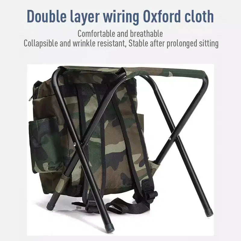 Sedia Zaino Portatile Pieghevole per Alpinismo e Pesca, Sgabello in Tessuto Oxford con Carico Massimo 100 kg per Campeggio, Escursionismo e Viaggi