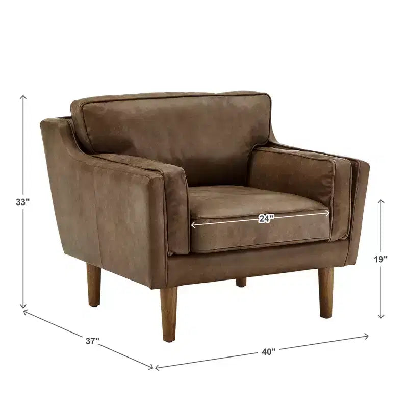 Poltrona con accenti in pelle - Marrone chiaro - iNSPIRE Q