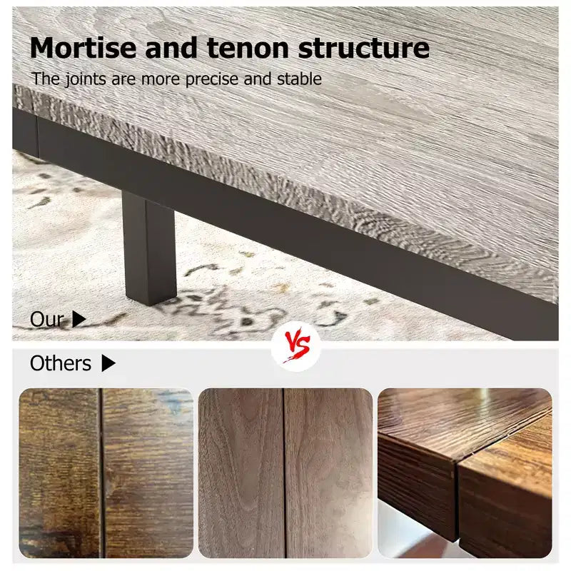 Tavolo da pranzo industriale da 78,7 pollici per 8 persone, tavolo da pranzo lungo in legno con design a tenone a mortasa, tavolo da cucina con robuste gambe in metallo, per sala da pranzo ufficio
