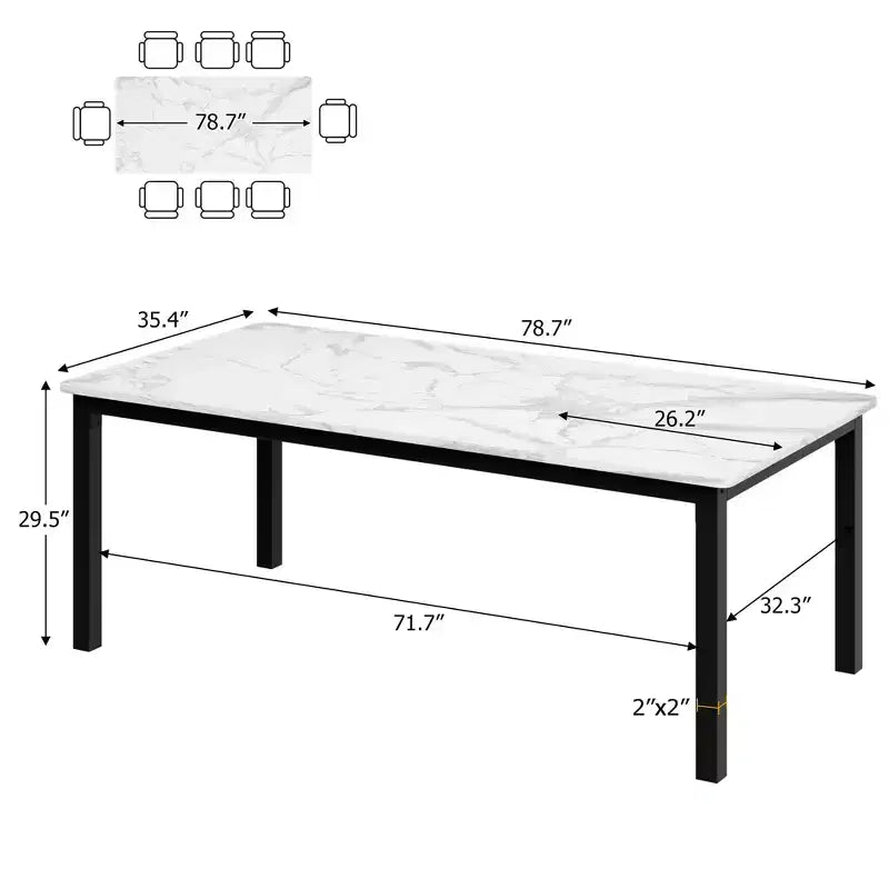 Tavolo da pranzo industriale da 78,7 pollici per 8 persone, tavolo da pranzo lungo in legno con design a tenone a mortasa, tavolo da cucina con robuste gambe in metallo, per sala da pranzo ufficio