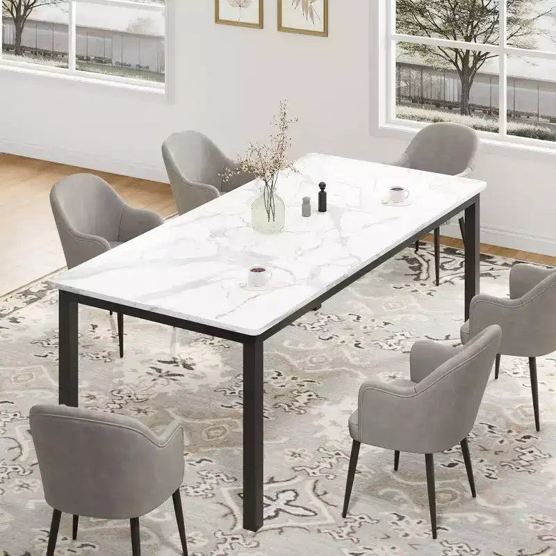 Tavolo da pranzo industriale da 78,7 pollici per 8 persone, tavolo da pranzo lungo in legno con design a tenone a mortasa, tavolo da cucina con robuste gambe in metallo, per sala da pranzo ufficio