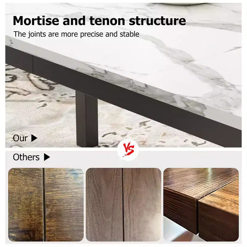 Tavolo da pranzo industriale da 78,7 pollici per 8 persone, tavolo da pranzo lungo in legno con design a tenone a mortasa, tavolo da cucina con robuste gambe in metallo, per sala da pranzo ufficio