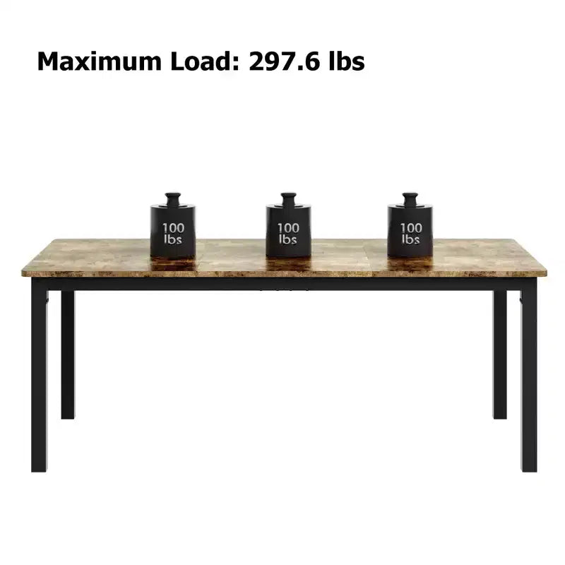 Tavolo da pranzo industriale da 78,7 pollici per 8 persone, tavolo da pranzo lungo in legno con design a tenone a mortasa, tavolo da cucina con robuste gambe in metallo, per sala da pranzo ufficio