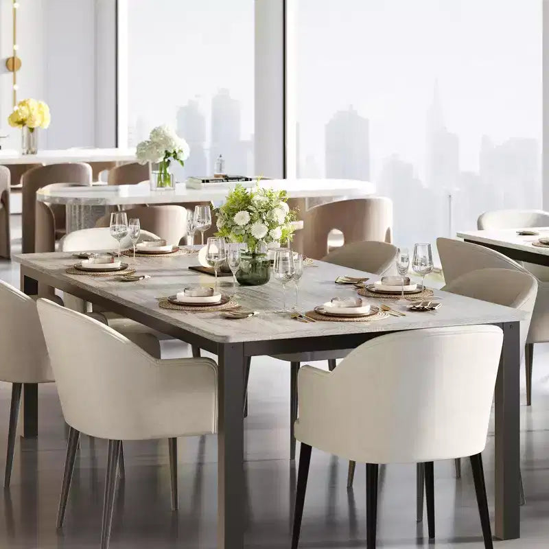 Tavolo da pranzo industriale da 78,7 pollici per 8 persone, tavolo da pranzo lungo in legno con design a tenone a mortasa, tavolo da cucina con robuste gambe in metallo, per sala da pranzo ufficio