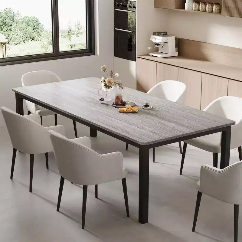 Tavolo da pranzo industriale da 78,7 pollici per 8 persone, tavolo da pranzo lungo in legno con design a tenone a mortasa, tavolo da cucina con robuste gambe in metallo, per sala da pranzo ufficio
