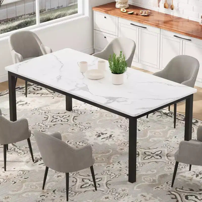 Tavolo da pranzo industriale da 78,7 pollici per 8 persone, tavolo da pranzo lungo in legno con design a tenone a mortasa, tavolo da cucina con robuste gambe in metallo, per sala da pranzo ufficio