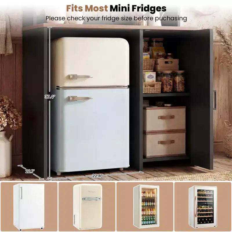 Mobiletto con spazio per mini frigo, mobiletto bar per caffè con ripiano contenitore