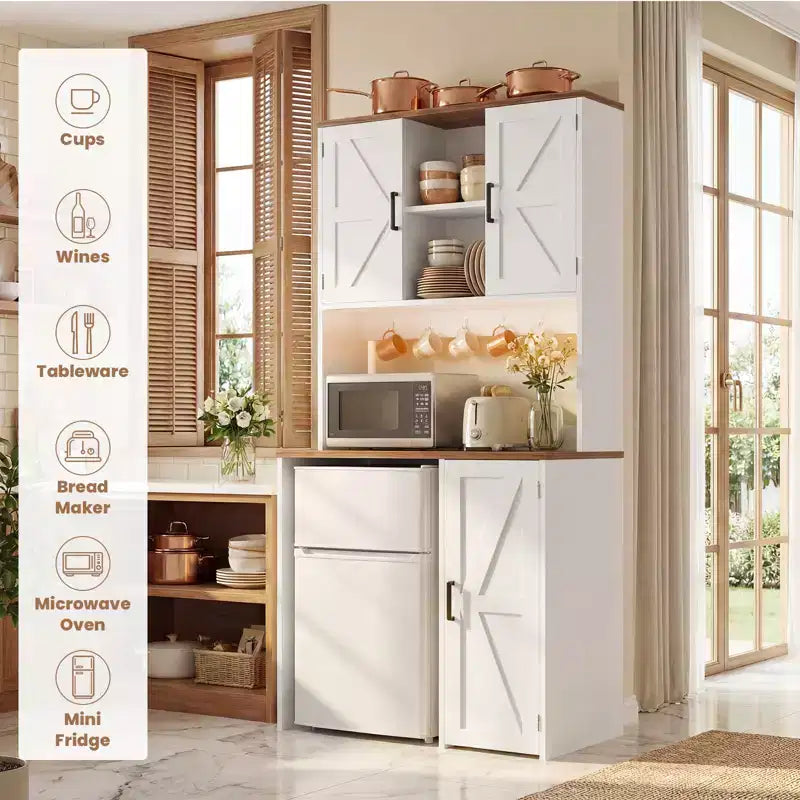 Mobiletto con spazio per mini frigo, mobiletto bar per caffè con ripiano contenitore