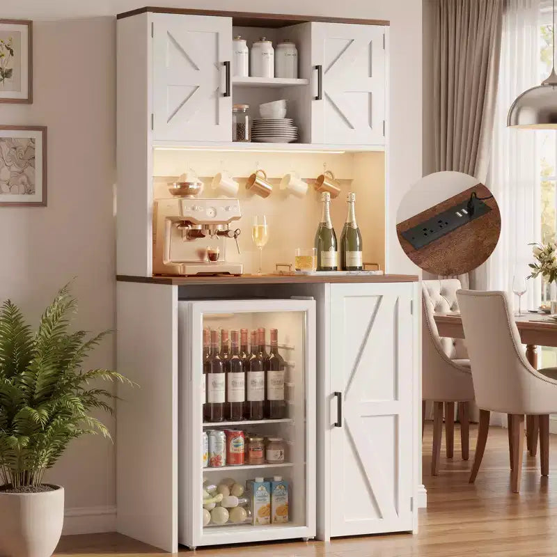 Mobiletto con spazio per mini frigo, mobiletto bar per caffè con ripiano contenitore