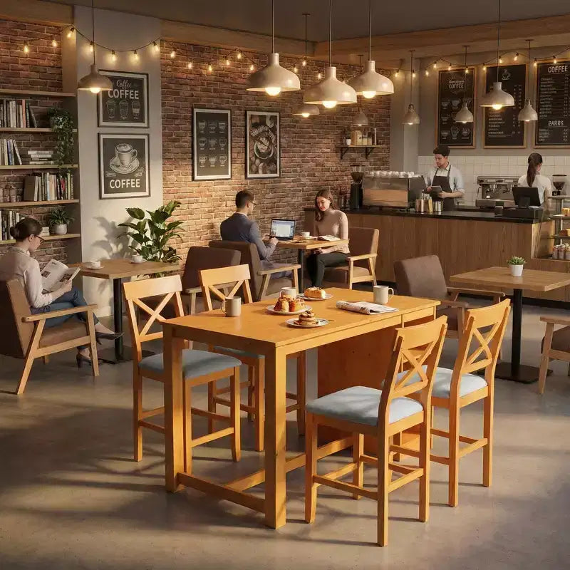Set da Pranzo in Legno Massello per 4 con Ripiani, Tavolo Rettangolare da Cucina e 4 Sedie per Sala da Pranzo, Angolo Colazione Appartamento