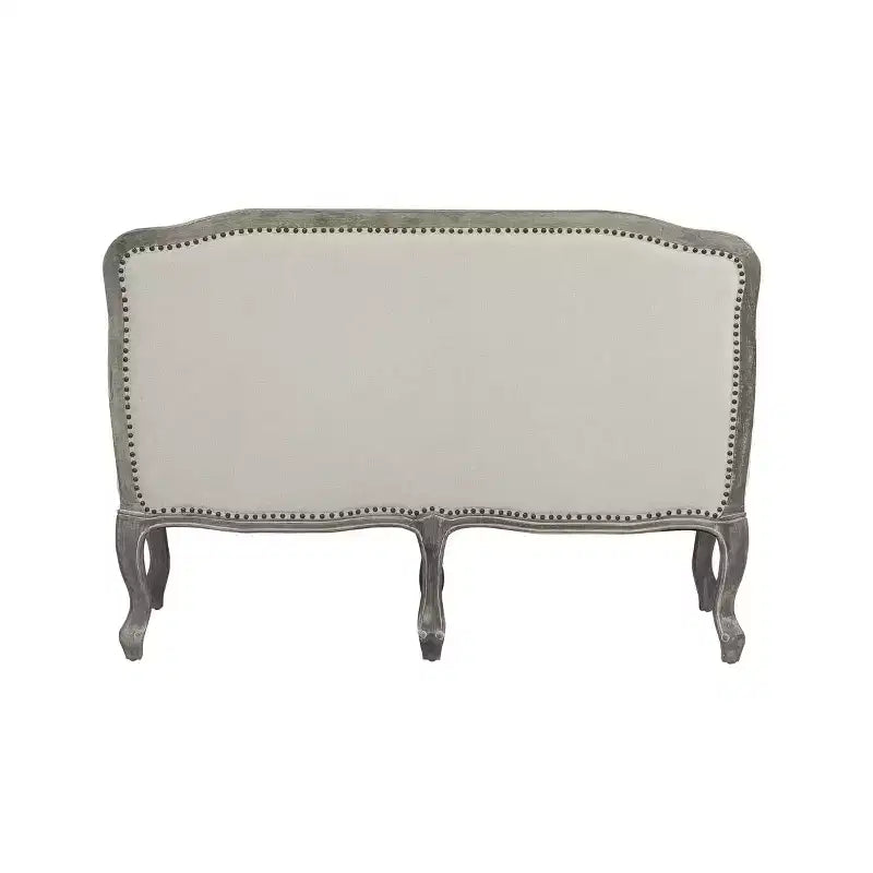 Divano Tania 56" lino crema e finitura marrone - Acme Furniture: Cabriole francese, borchie, nessun assemblaggio richiesto