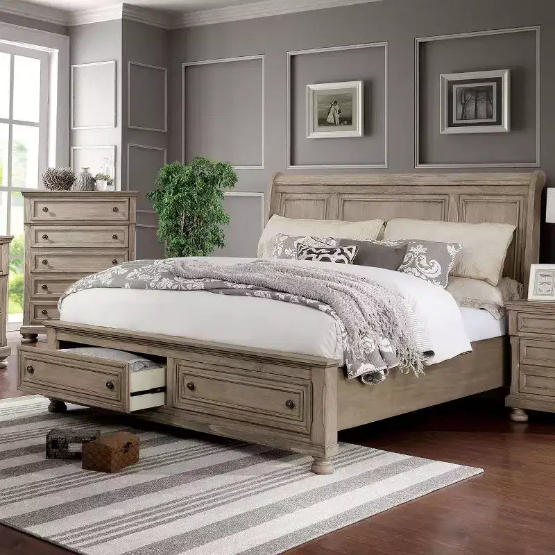 Set 2 pezzi letto Queen e cassettiera grigio - HOMES: Inside + Out