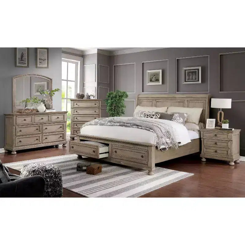 Set 2 pezzi letto Queen e cassettiera grigio - HOMES: Inside + Out