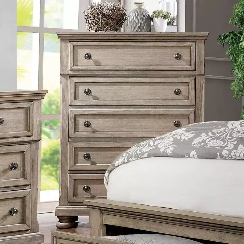 Set 2 pezzi letto Queen e cassettiera grigio - HOMES: Inside + Out