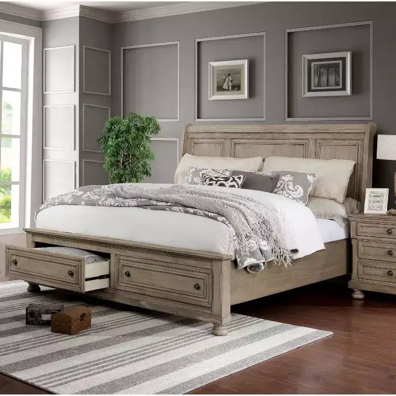 Set 2 pezzi letto Queen e cassettiera grigio - HOMES: Inside + Out