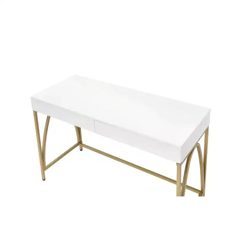 Toeletta 50" Lightmane Finitura Bianca Lucida e Oro - Acme Furniture