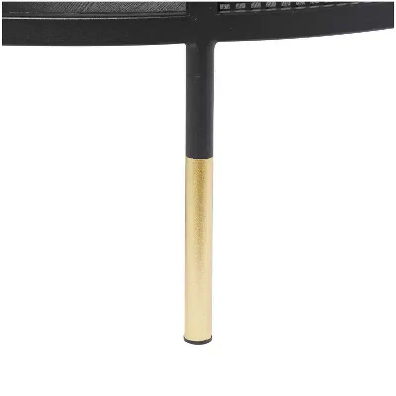 & May Tavolino da Salotto con Struttura a Griglia Metallica Aperta, 1 Ripiano, Gambe Dorate, Nero: Stile Tamburo Moderno, Nessun Montaggio Richiesto