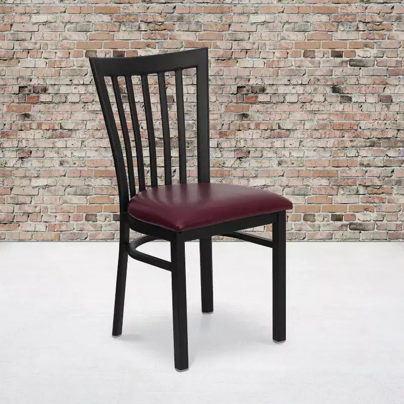 Sedia da ristorante Flash Furniture con schienale in metallo stile School House, colore nero