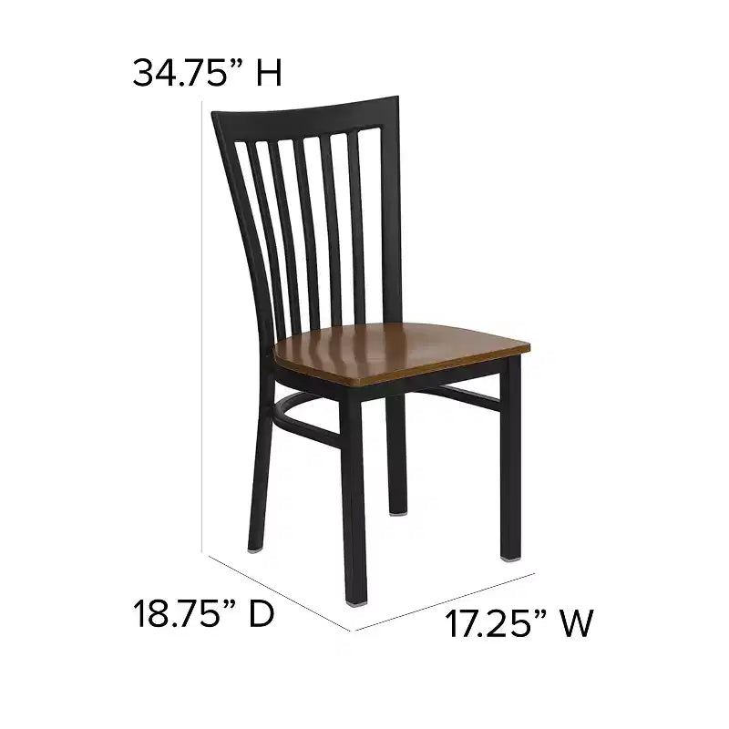 Sedia da ristorante Flash Furniture con schienale in metallo stile School House, colore nero