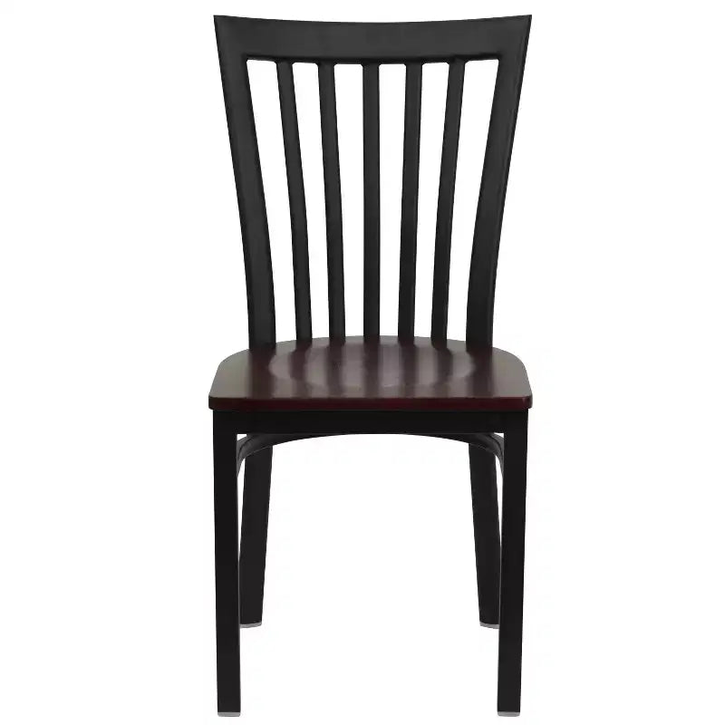 Sedia da ristorante Flash Furniture con schienale in metallo stile School House, colore nero