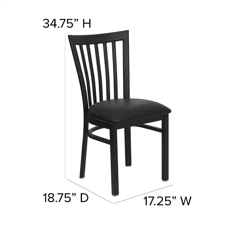 Sedia da ristorante Flash Furniture con schienale in metallo stile School House, colore nero