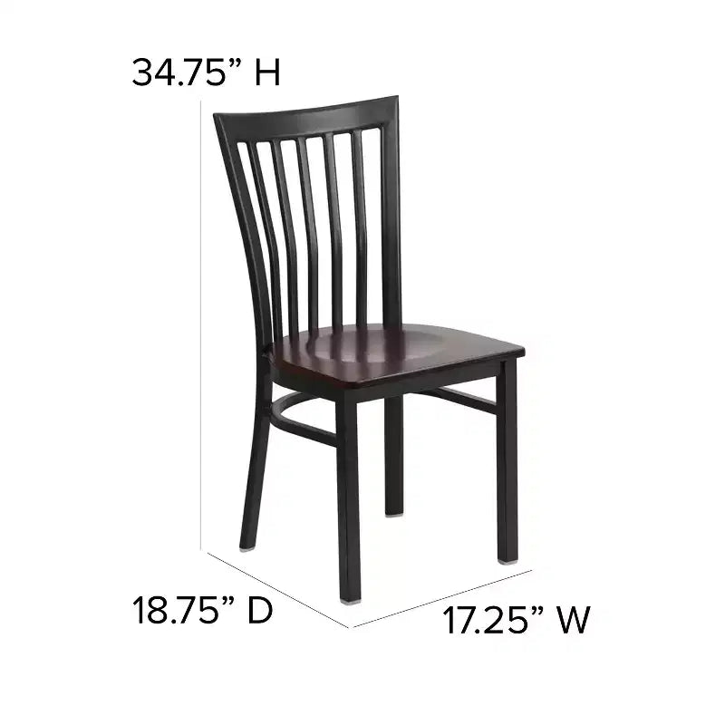 Sedia da ristorante Flash Furniture con schienale in metallo stile School House, colore nero