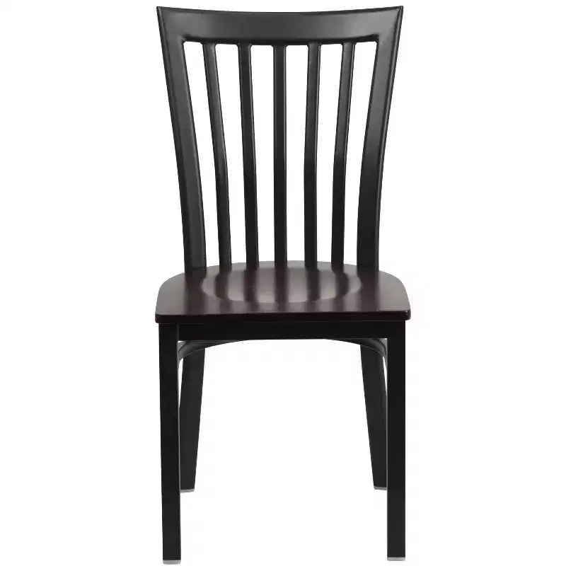 Sedia da ristorante Flash Furniture con schienale in metallo stile School House, colore nero