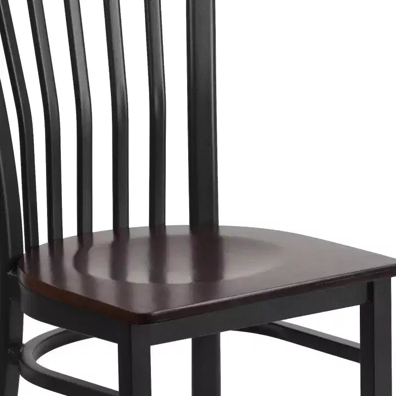 Sedia da ristorante Flash Furniture con schienale in metallo stile School House, colore nero