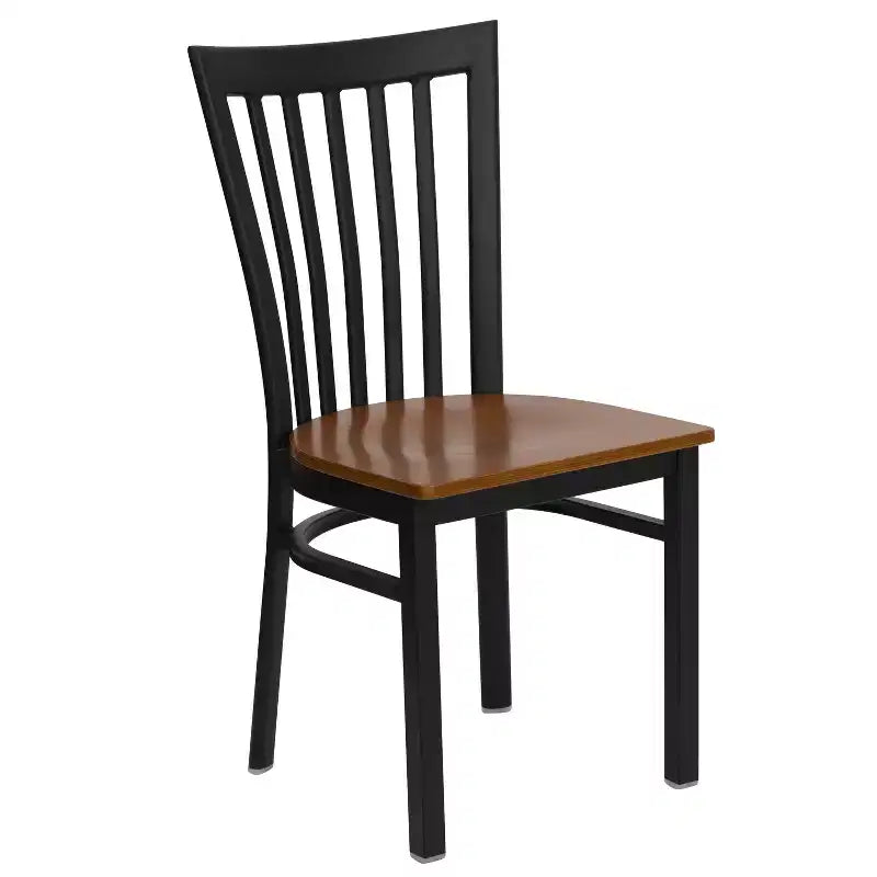 Sedia da ristorante Flash Furniture con schienale in metallo stile School House, colore nero
