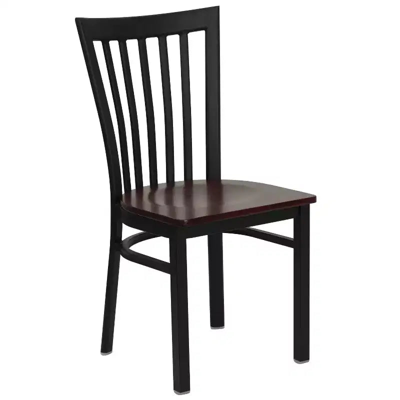 Sedia da ristorante Flash Furniture con schienale in metallo stile School House, colore nero