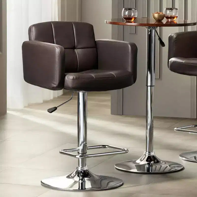 Sgabello da bar girevole Trek Chrome 55D 83,1 cm di altezza, moderno, regolabile, cuscino espresso con schienale e poggiapiedi per cucina, isola, altezza bancone, casa