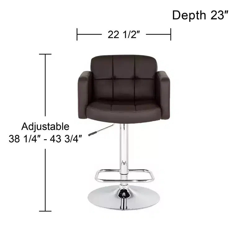 Sgabello da bar girevole Trek Chrome 55D 83,1 cm di altezza, moderno, regolabile, cuscino espresso con schienale e poggiapiedi per cucina, isola, altezza bancone, casa