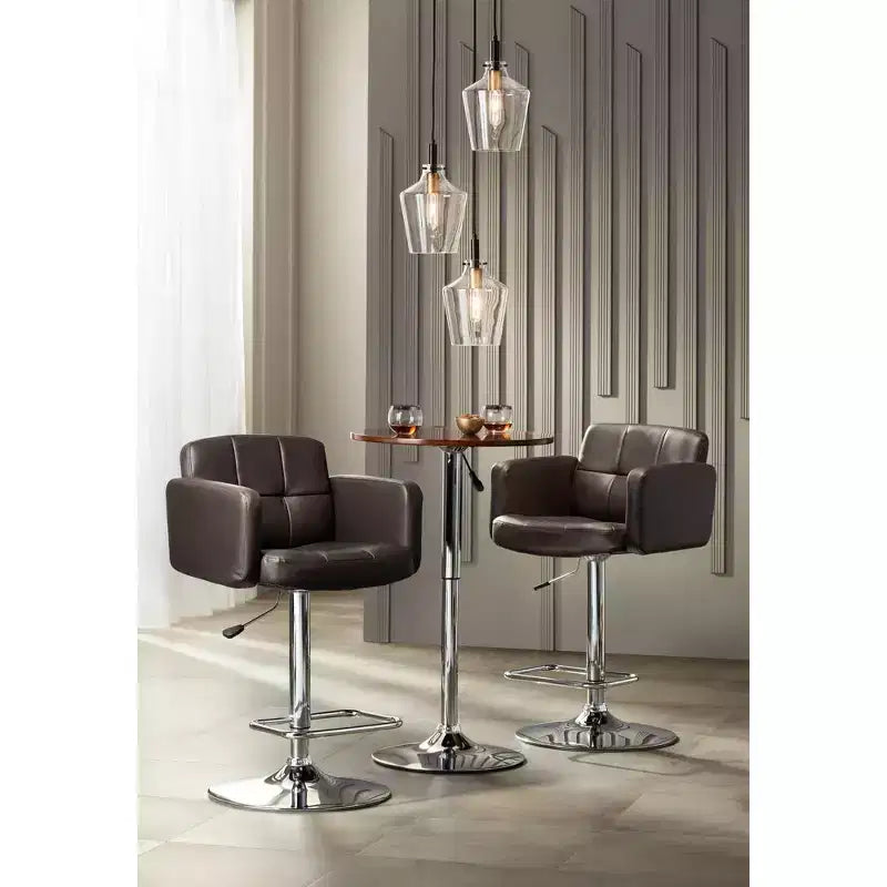 Sgabello da bar girevole Trek Chrome 55D 83,1 cm di altezza, moderno, regolabile, cuscino espresso con schienale e poggiapiedi per cucina, isola, altezza bancone, casa