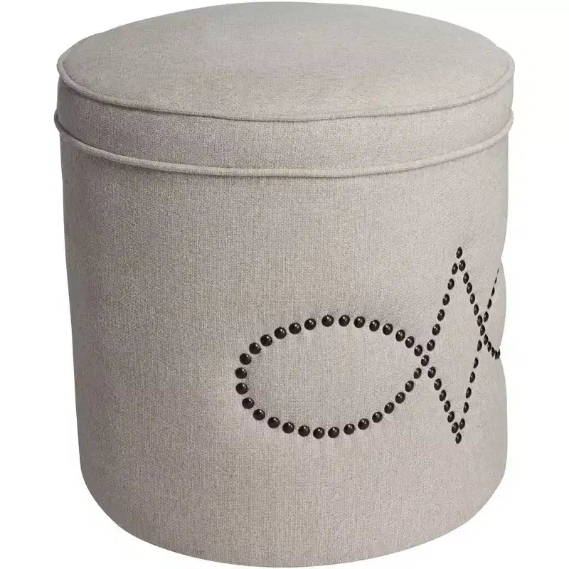 55 Downing Street Iriza Pouf Rotondo Oatmeal con Borchie