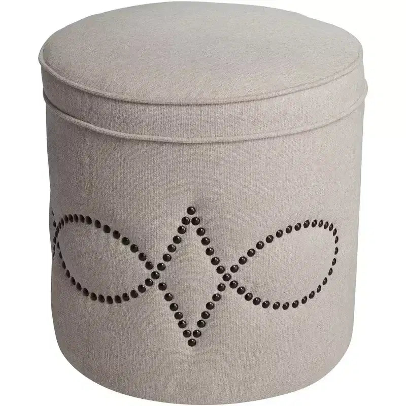 55 Downing Street Iriza Pouf Rotondo Oatmeal con Borchie