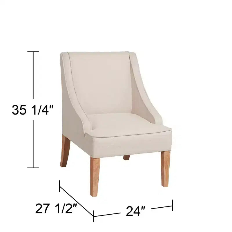 Poltrona Elm Lane Dixon Ivory in tessuto con braccioli a sbalzo