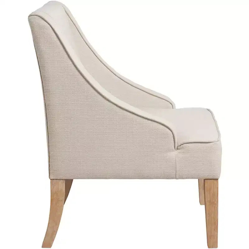 Poltrona Elm Lane Dixon Ivory in tessuto con braccioli a sbalzo