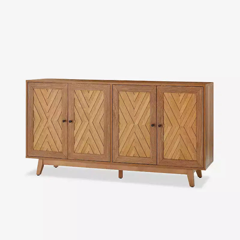 57Ampia credenza di metà secolo con motivo Chevron e ripiani regolabili