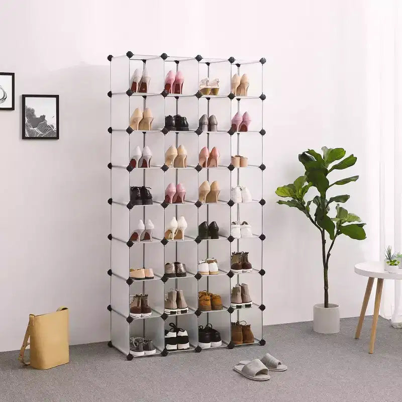 Scarpiera - Organizer Salvaspazio Trasparente in Plastica a 28 Scomparti per Scarpe