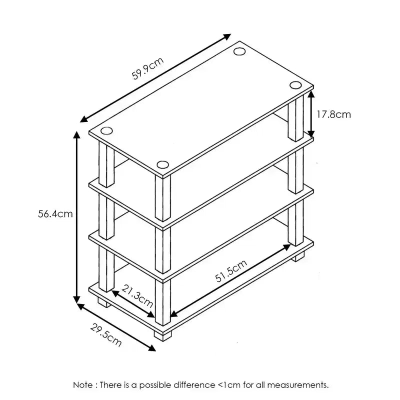 Scarpiera a 3/4 ripiani, organizer multifunzione a torre per bagno, soggiorno e ingresso, Espresso/Nero