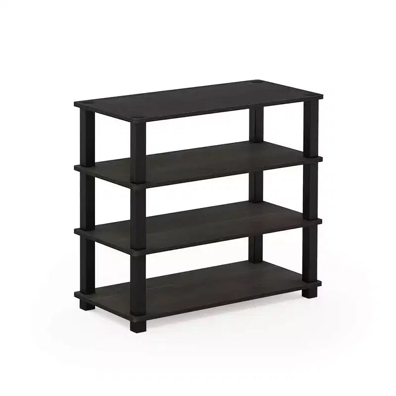 Scarpiera a 3/4 ripiani, organizer multifunzione a torre per bagno, soggiorno e ingresso, Espresso/Nero